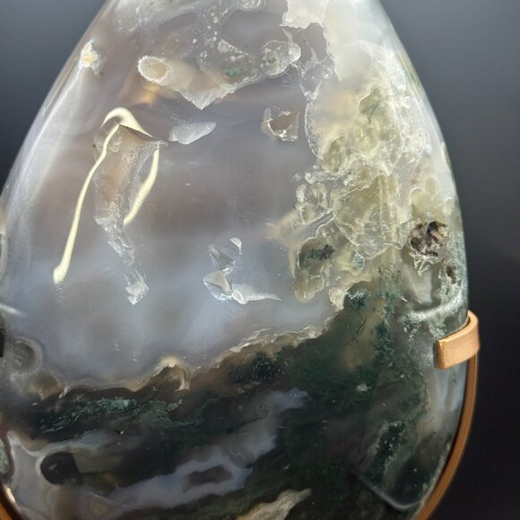 Rare Moss Agate Tear Drop Druzy Crystal 6lbs 5oz Earth Land Water Natural Geode - Picture 7 of 14